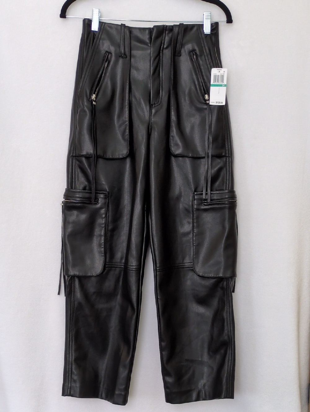 Blank NYC Black Vegan Leather Cargo Pants